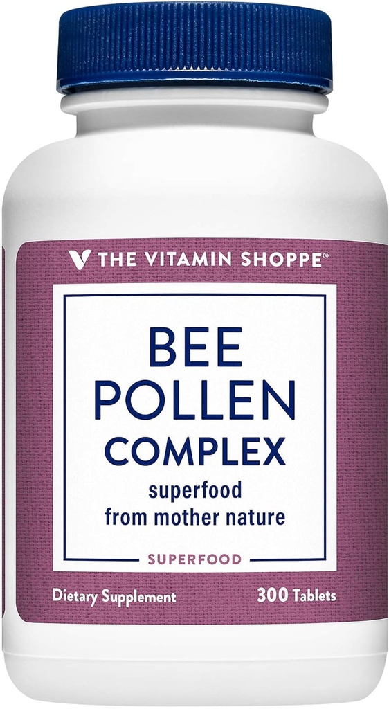 Witamina Shoppe Bee Pollen Complex 1.000MG, Superfood z Bee Propolis i Royal Galaretka, Sezonowe wsparcie systemu immunologicznego (300 Tablets)