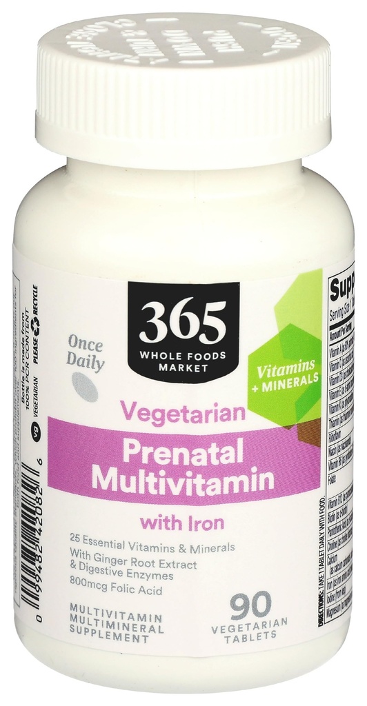 365 by Whole Foods Market, Prenatal Multivitamin with Iron, Wegetarianin, 90 Count