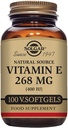 Solgar Witamina E 268 mg (400 j. m.), 100 Softgels wegetariańskie - Naturalny przeciwutleniacz, Skóra i system immunologiczny Wsparcie - Naturally-Sourced Witamina E - Non-GMO, Wegan, Gluten Free, Dairy Free - 100 Servings