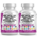 Czyste Nutraceuticals Milk Thistle NAC Chanca Piedra Beet Root Artichock Dandelion Root - suplement do czyszczenia wątroby Plus TUDCA Choline & Ginger - 2Pack
