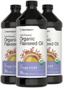 Horbäach Organic Flaxseed Oil Bis124; 3 Pack Bis124; 16 fl oz Each Bis124; Cold Pressed Bis124; with Omega 3, 6, 9 Bis124; Vegetarian, Non-GMO, Gluten Free Liquid