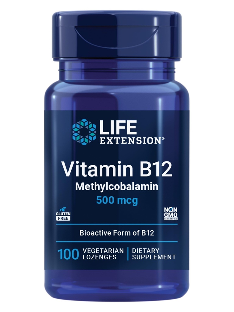 Przedłużenie życia Witamina B12 Metylkobalamina 500mcg - Suplement witaminy B12 dla General Energy and Brain Health - Bezcukrowy wegetariański Lozenges Rozpuścić w ustach - Raz dziennie - 100 Count