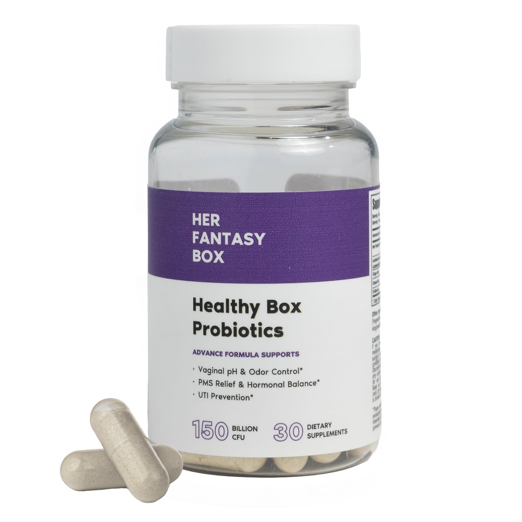 Jej Fantasy Box Xi124; Zdrowe Box Xi124; Probiotyki waginalne dla kobiet - Prebiotyki + Advanced Lactobacillus Blend - Równowaga hormonalna, Ulga PMS - Wsparcie zdrowia kobiet z żurawiną & D- Mannoza