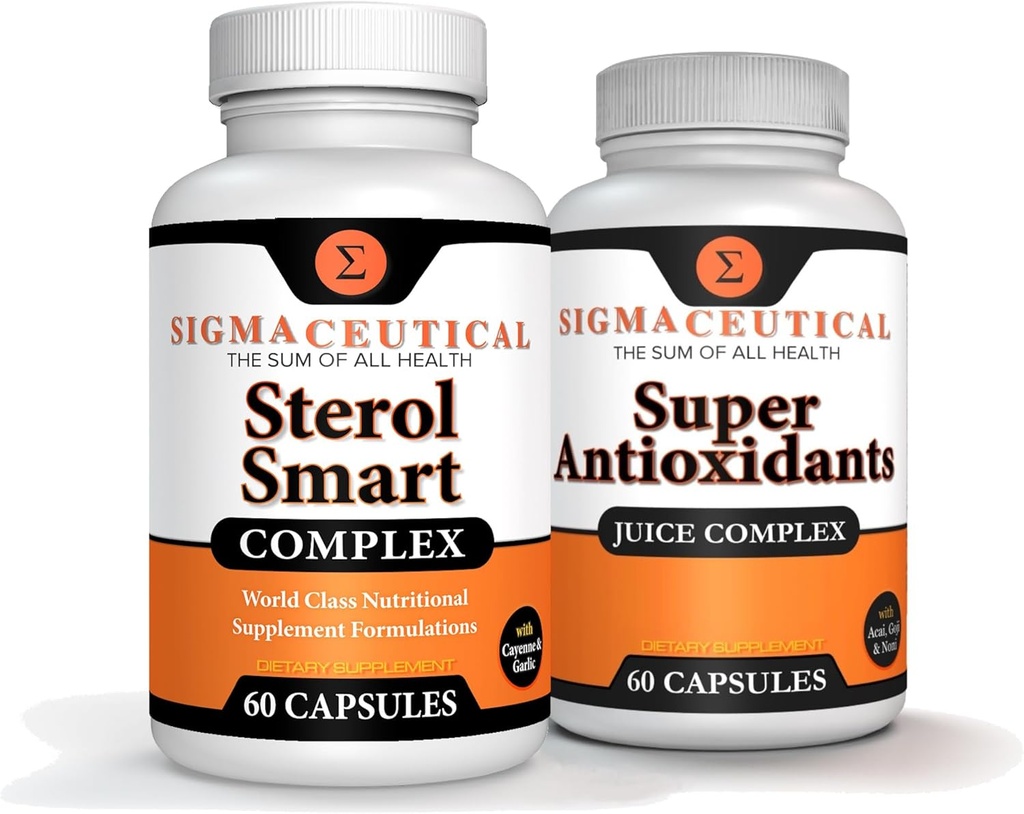 Niacyna - Beta Sitosterol - Polikozanol - Sterole roślinne - Czosnek - Suplement Cayenne Plus Super Antyoksydant Supplement - Goji Berry, Acai Berry, Mangosteen, Resveratrol, Pomegranat & Noni