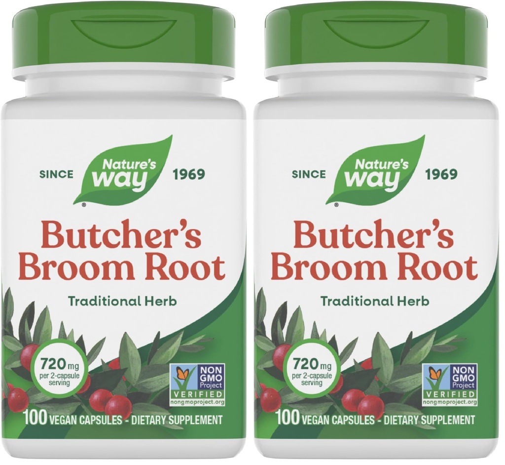 Broot Boom Root Nature 's Way Butcher' s, Tradycyjne wsparcie Vein Leg *, 100 Kapsułek Wegańskich (Opakowanie 2)