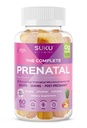 SUKU Prenatal Gummie wielowarstwowe - Folate, Wapń, Witamina D3, B12, K2 - Bezcukrowe, Wegetariańskie, Bezglutenowe Support Ciąża - Ananas Peach Flavor - 60 Count