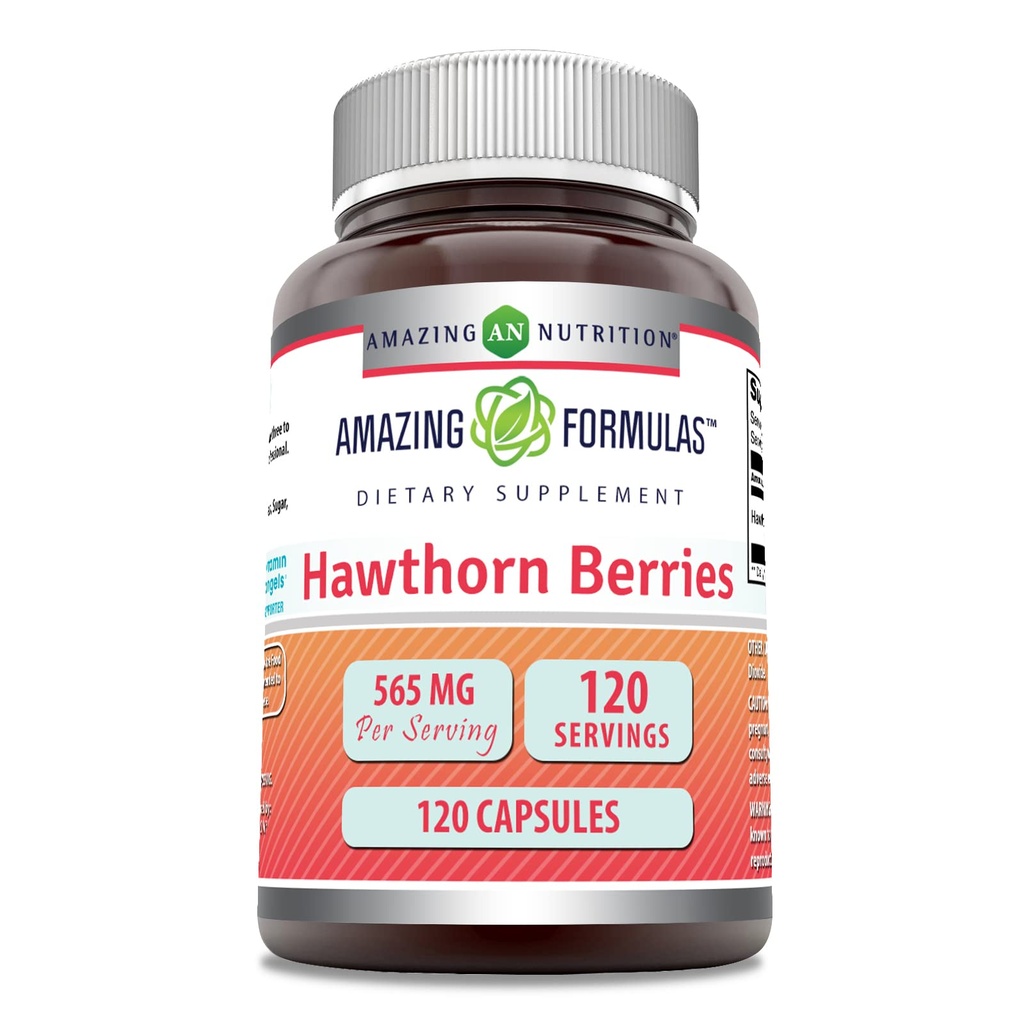 Amazing Supples Hawthorn Berries Supplement Budapest 124; 565 Mg Per Serving Network 124; 120 Kapsułki Nepalski 124; Non- GMO Nepalski 124; Gluten Free Nepaln 124; Made in USA