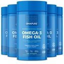 Fish Oil Supplements with Omega 3 Acids Fatty (5 butelek, 120 Softgels) - Wysoka EPA, DHA, & IFOS Fish Oil Pills Support Heart & Joint Health - Burpless Fish Oil Promotes Brain Function