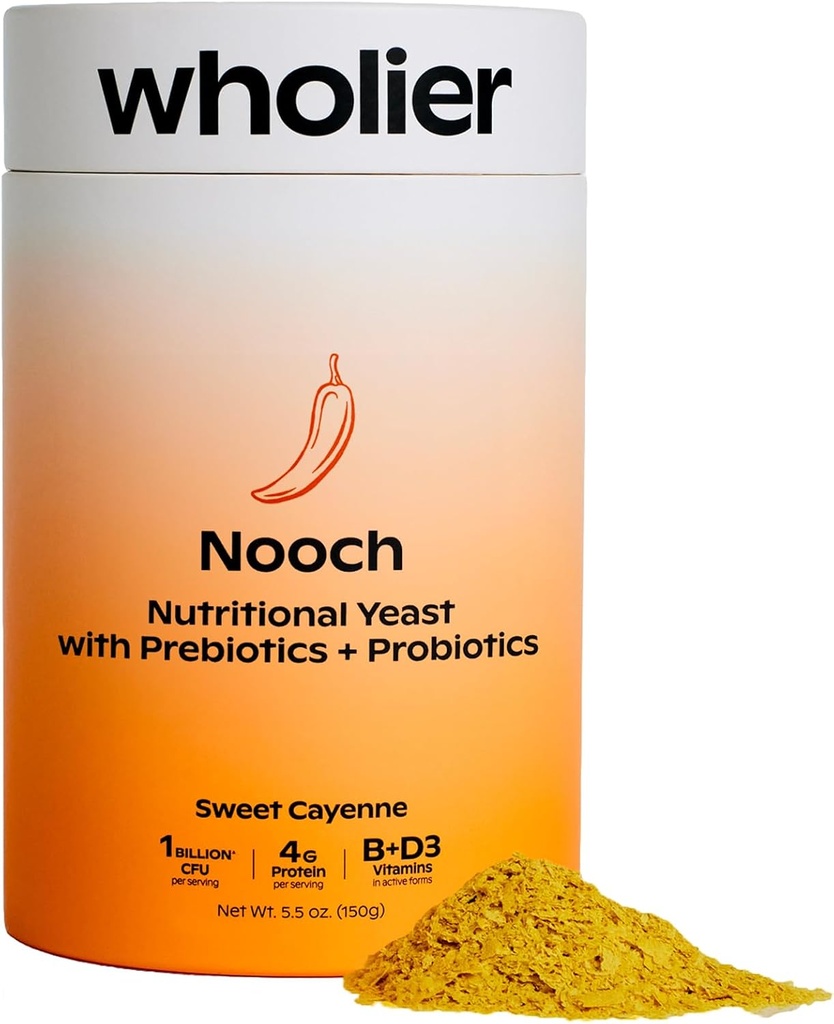 Wholier Nutritional Yeast Flakes with Prebiotics & Probiotics for Gut Health. Metylokobalamina Witamina B12 & Witamina D3. Wegańskie serowe przyprawy. (5.3 oz.) (BBQ Flavor)