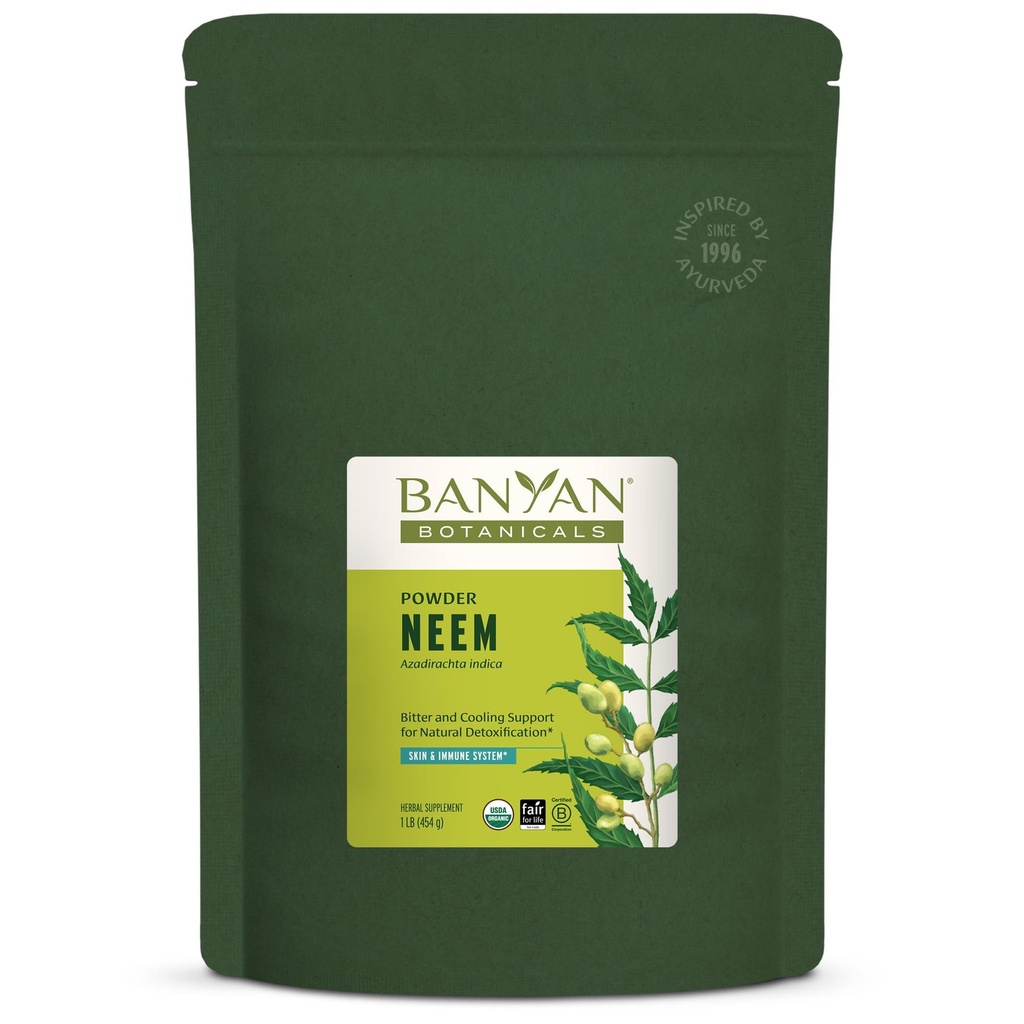 Banyan Botanicals Neem Powder - Organic Neem Leaf Supplement (Azadirachta Indica) - for Skin Health, Immune Support, and Natural Detoksyfication * - 1 lb. - Non-GMO Sustainable Sourced FFL Fair Trade