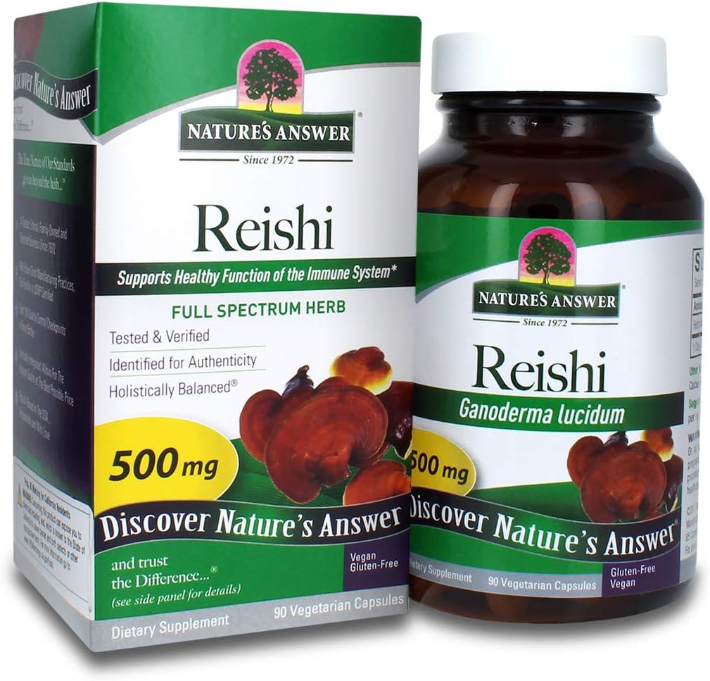 Odpowiedź natury Reishi Mushroom Mycelia Kapsułki wegetariańskie, 90- Hrabia 124; Wsparcie immunologiczne 124; Promotes Cardiviral Health 124; Wsparcie dla wątroby