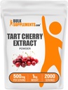 BulkSupplements.com Tart Cherry Extract Powder - Tart Cherry Supplement, Herbal Supplement - Źródło przeciwutleniające, Gluten Free, 500mg na jedną porcję, 5kg (11 funtów) (opakowanie po 5 sztuk)