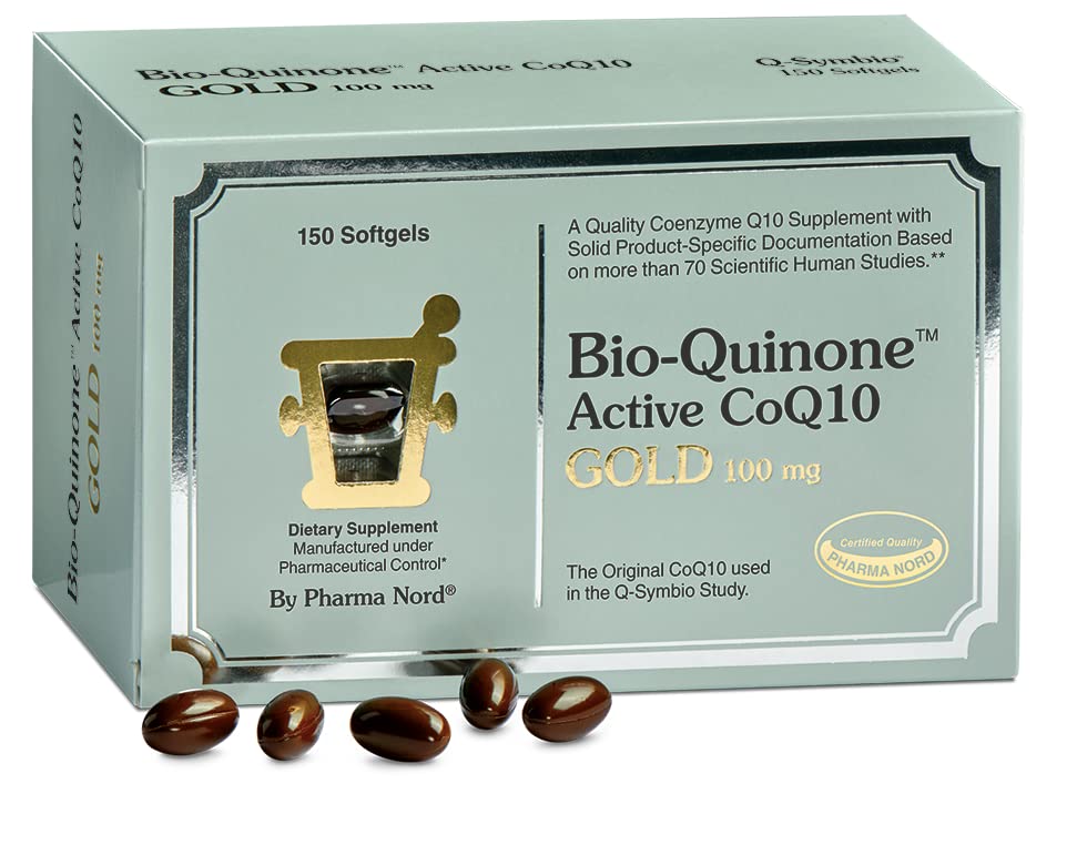 Pharma Nord Bio- Quinone Gold Coenzym Q10 100mg XI124; The Original CoQ10 XI124; High Absorption, Backed by Research XI124; Essential Antioksydant for Energy, Heart Health and Fertility Support * XI124; 150 Softgels