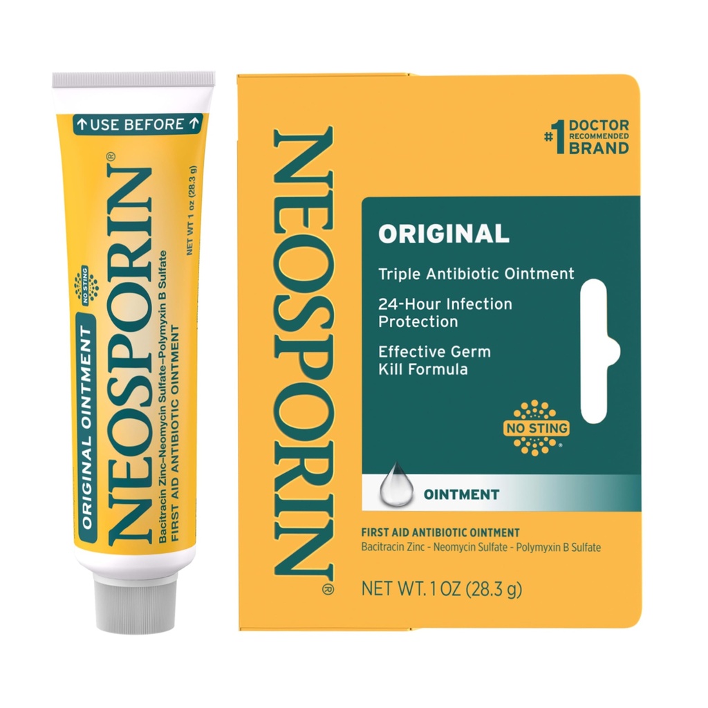 Neosporyna Original First Aid Triple Antibiotic Ointment, Bacitracin Cynk & Neomycin Sufate Infection Protection, Rana Care Treatment & Scar Wygląd Minimizer for Minor Cuts, Scrapes & Burns, 1 oz