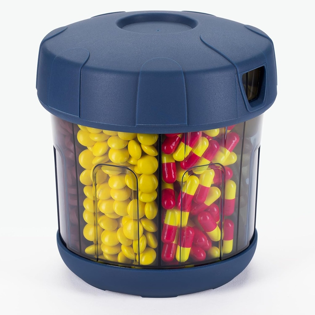 Uzupełnienie Mossime Organizator z bardzo dużym 7 Komory, TPU Soft Lid Easy Open Pill Dispenser, Miesięczny Travel Medication Organizer Storage Witamina Holder, Pojemnik na lek Pill Butelka