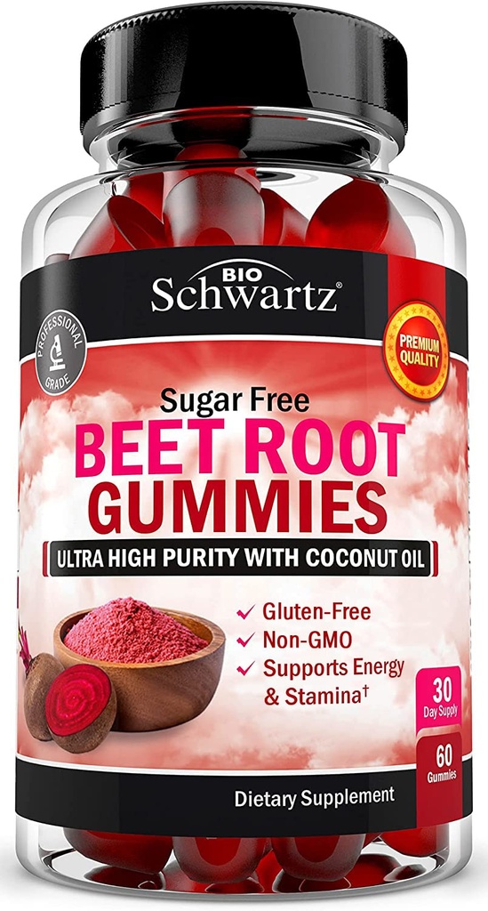 Gummy korzenne bez buraków cukrowych - Gummy z tlenkiem azotu Infused with Coconut Oil for Highgest Absorption - Supports Energy & Whole Body Health - Delicious Strawberry Flavor - 60 Count (30 Day Supply)