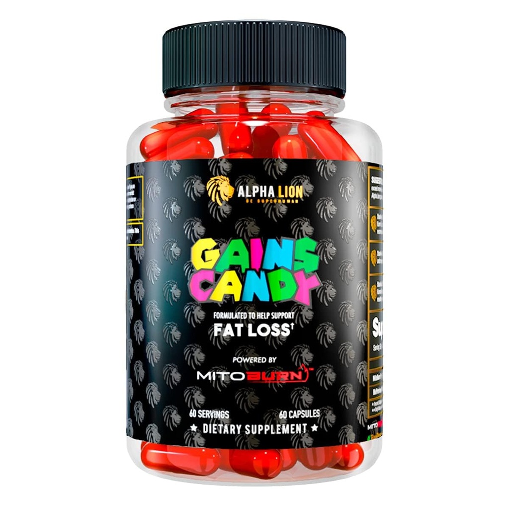 ALPHA LION zdobywa cukierki, suplement pigułki, które wspierają utratę wagi, Apetite Suppressant, Ketodiet friendly, zmniejszenie tkanki tłuszczowej, Upgrade Energy & Workout Performance, 60 kapsułki (MitoBurn ®)