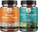 Paleta naturalnej białej nerki Bean Extract - Digestive Health Dietetic Fiber and Workout Supplement and Liver Cleanse and Detox & Repair Formuła - Herbal Liver Supplement with Milk Thistle