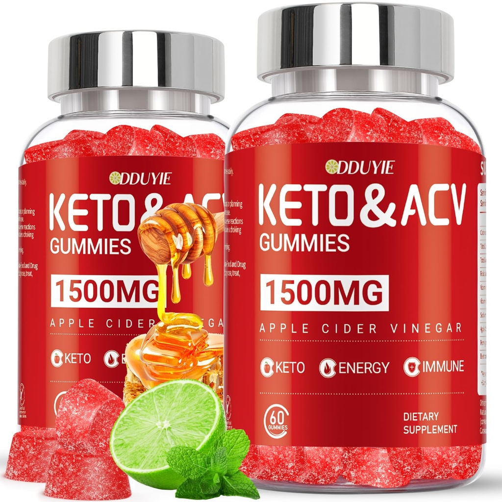 Keto ACV Gummies - 1500mg Jabłko Cydr Gummeje z burakiem winogronowym i witaminą B12 B6 - Lemon Honey Flavor - dla mężczyzn i kobiet - GMO Free & Vegan - 120 Count