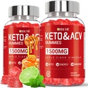 Keto ACV Gummies - 1500mg Jabłko Cydr Gummeje z burakiem winogronowym i witaminą B12 B6 - Lemon Honey Flavor - dla mężczyzn i kobiet - GMO Free & Vegan - 120 Count