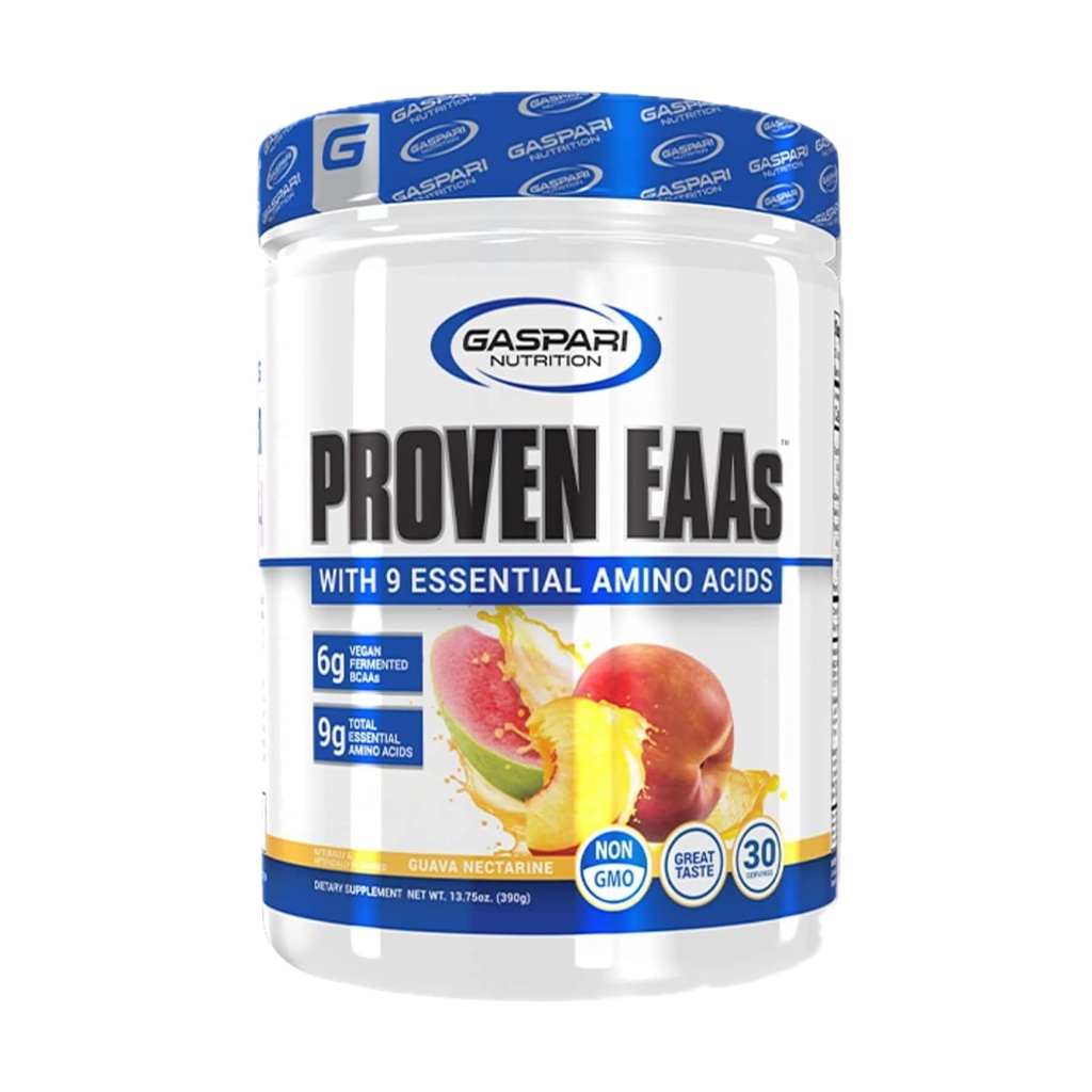 Gaspari Nutrition Proven EAA, Vegan Fermented EAA, Enhances Recovery & Replenishes Electrolytes, Non GMO (30 Servings, Guava Nectarine)