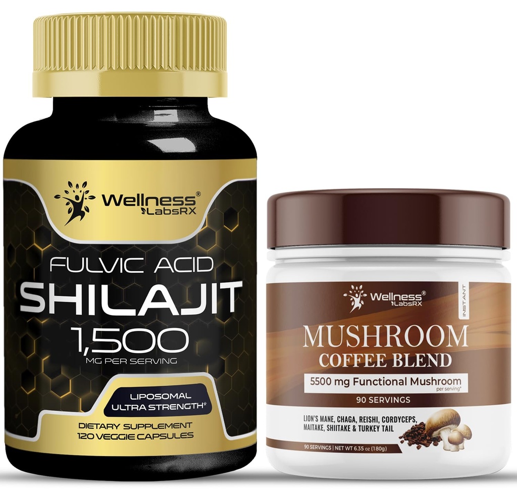 WELLNESS LABSRX Shilajit Pure Himalayan Kapsułki 15,000mg - Mushroom Coffee Blend