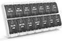Sukuos AM PM Weekly 7 Day Pill Organizator, 2 razy dziennie Pill Box z Artretitis Przyjazny przyciskiem Push, Lekarskie skrzynie na witaminy / olej rybny / Suplementy, Łatwe do czyszczenia (czarny)