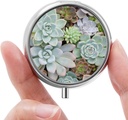 Mini Pill Box, Małe Pill Box, Przenośne Pill Box, Cute Pill Organizer dla witamin, Leki, Olej rybny i suplementy (Succulent)