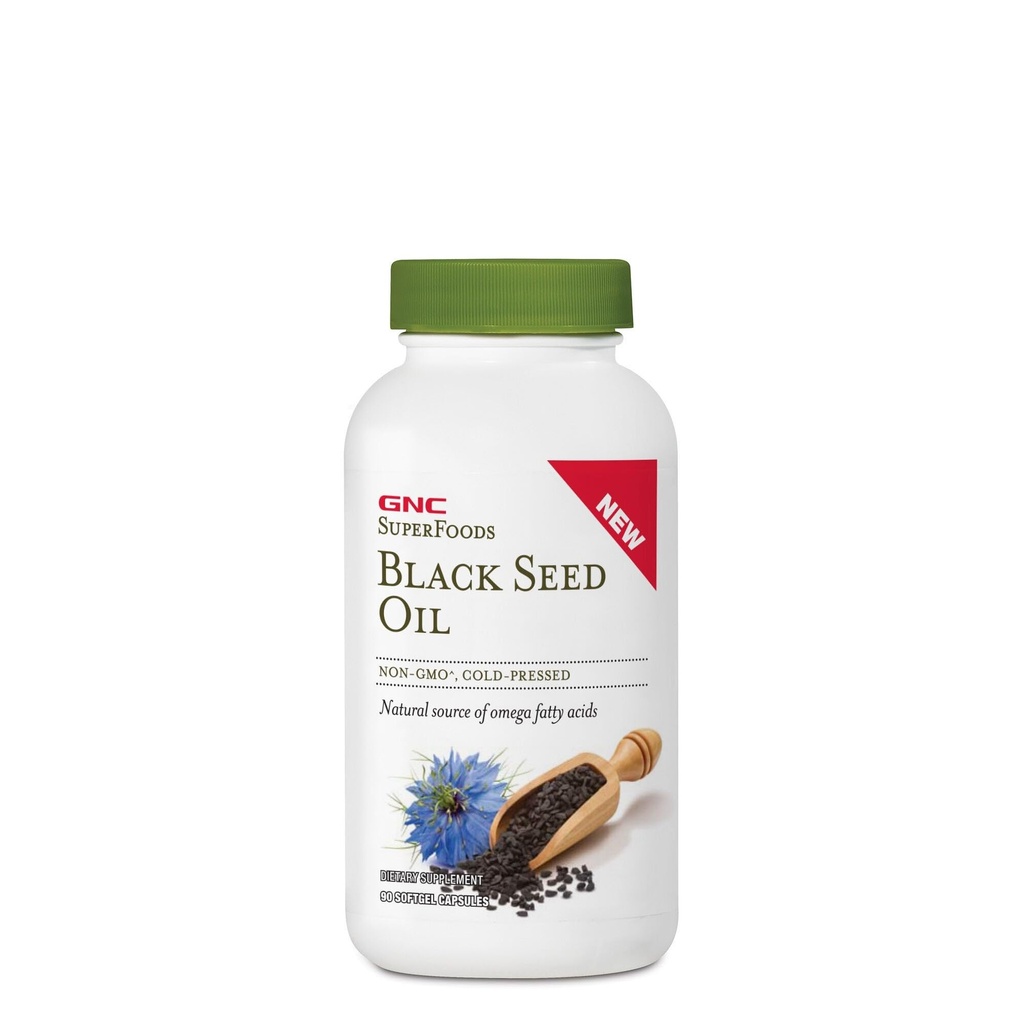 GNC SuperFoods Black Seed Oil, Naturalne Źródło Omega Fatty Acids, 90 Softgel kapsułki