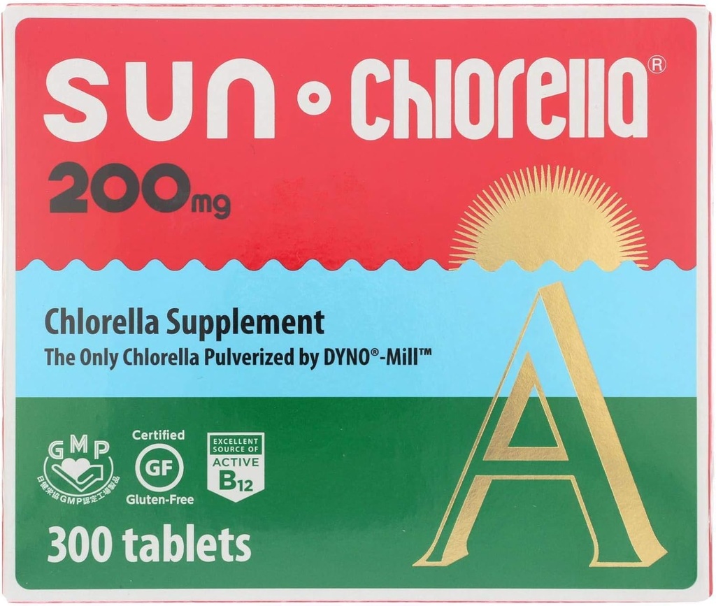 SUN CHLORELLA - suplement Chlorella, Vitamin- Enriched i Vegan- Friendly Tablets (200 Mg - 300 ct)