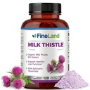 FineLand Milk Tistle Pills 50: 1 Extract - 120 Kapsułek Wegańskich - 20 000 mg Strenght z 80% Silimarin Flavonoids - Wątroba & Przeciwutleniacze Wsparcie 124; 50X Koncentrat Seed Extract - Non-GMO, Made in USA