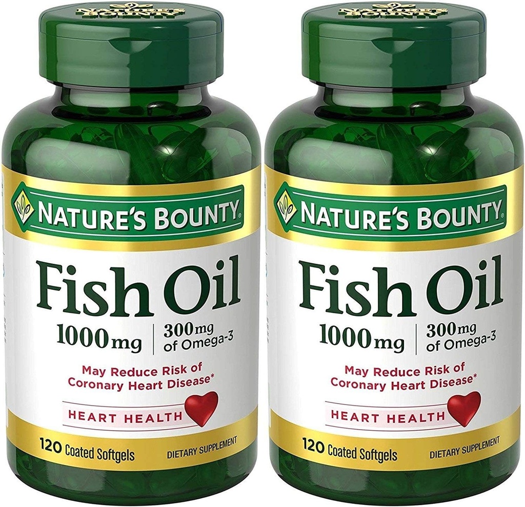 Nature 's Bounty Fish Oil (Odorless) 1000 Mg, 240 Softgels (2 X 120 Cont Bottles)