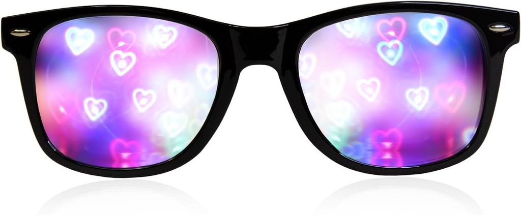 Ultimate Diffraction Glasses - 3D Rainbow Heart Effect - Wielki Edm, Koncert i Rave Akcesoria