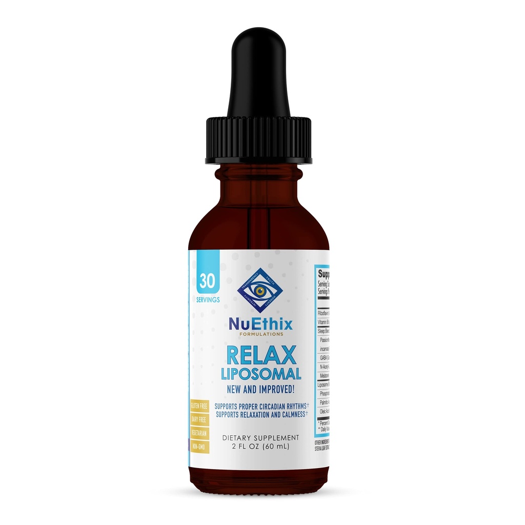 NuEthix formuły Relax Liposomal Supplement Formuła do wsparcia relaksacji i spokoju, 2 Uncje płynów, 30 Służenia