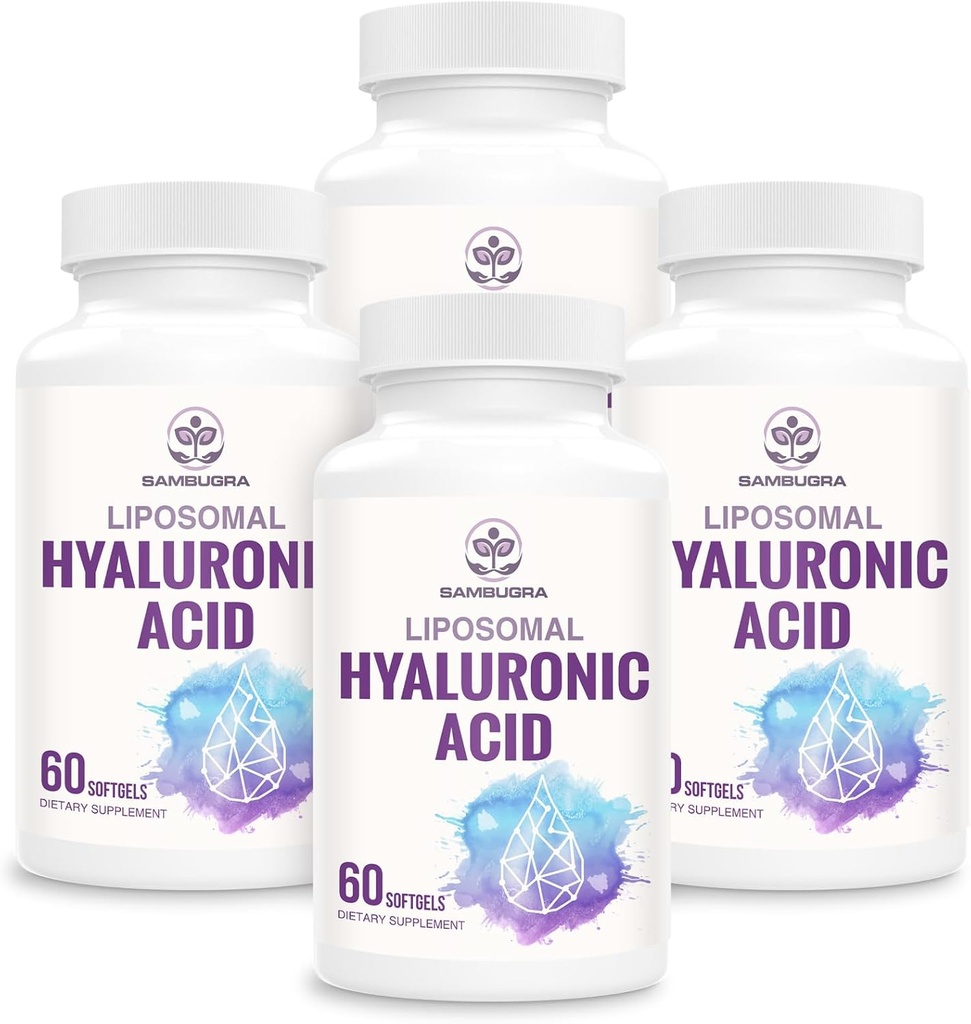 Liposomal kwas hialuronowy 1000mg, Wysoka dostępność biologiczna Kapsułki kwasu hialuronowego, Suplement diety Supplement Skin and Bones, 240 Kapsułki (opakowanie po 4)