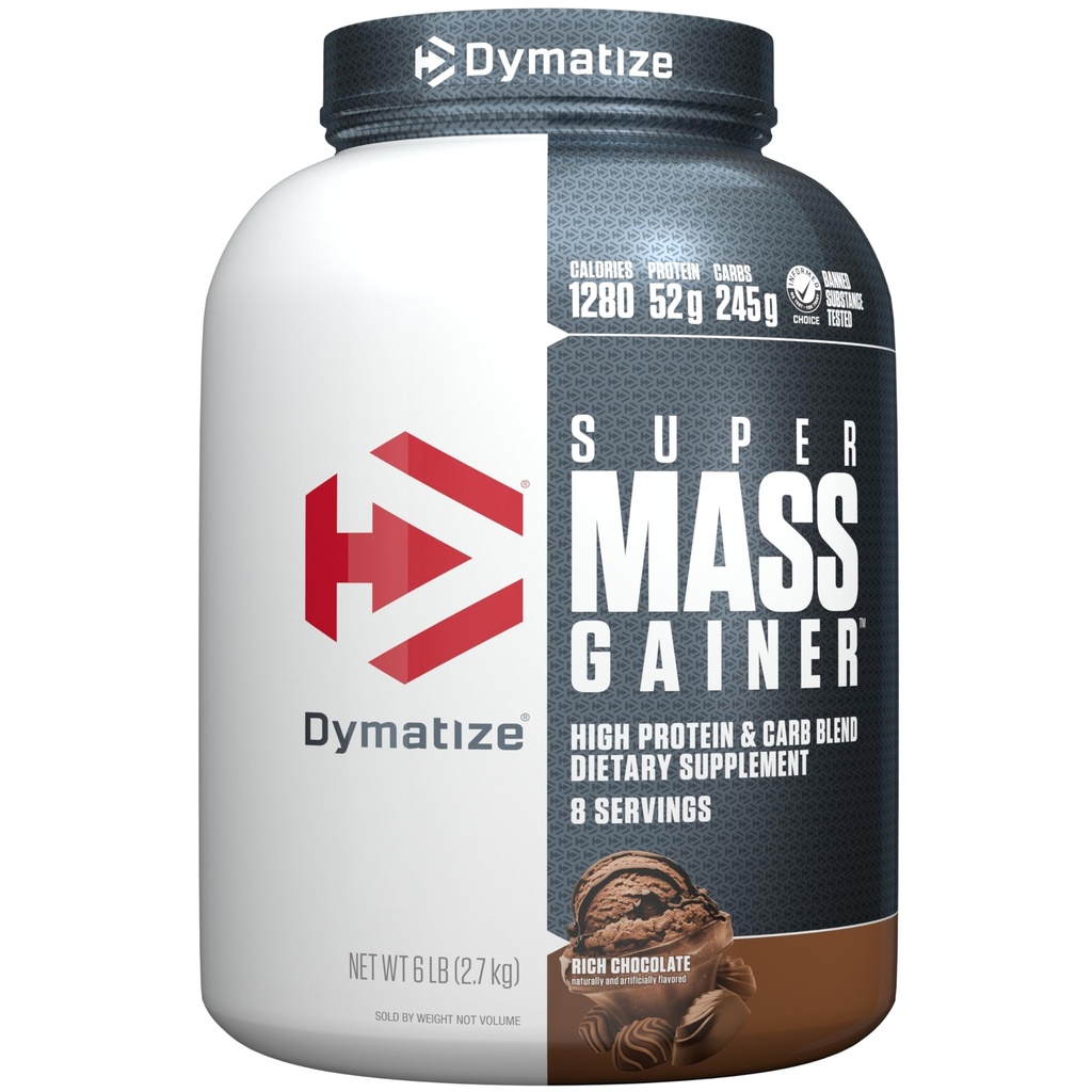 Dymatyzacja Super Mass Gainer Protein Powder, bogata czekolada, 52g Białko, 1 g Kreatyna, 1280 Kalorii, 10.7g BCAA, 245g Węglowodory, Zawiera proszek białka serwatki, Izolat, i Casein (8 Służenie)