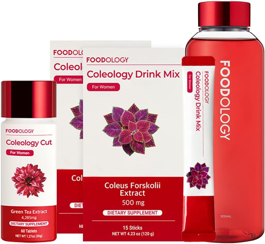 FOODOLOGY Redbottle 1- Month Burning Set / Coleology Drink Mix (2ea) & Coleology Cut (1ea) & Water Bottle (1ea)