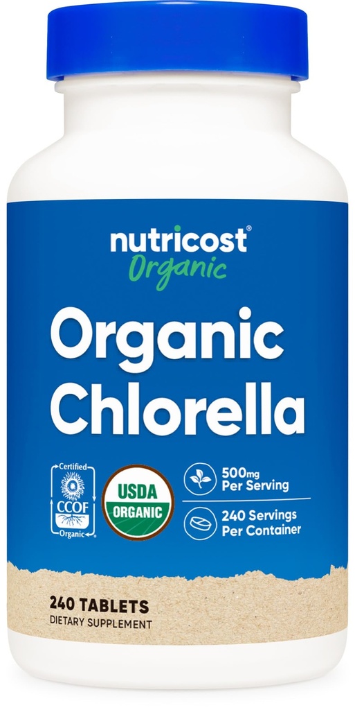 Nutricost Organic Chlorella 500mg, 240 tabletek - Gluten Free, Non-GMO