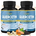 Organiczne Cadane 2 Pakiety Quercetin Suplementy kapsułki, 6in1 z Turmeric, Berberine, Stinging Nettle, Black Seed, Black Pepper - Wspiera system immunologiczny - 4 miesiące dostaw