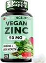 Yuve Naturals Wegan Cynk 50 mg - Glukonian cynku do wsparcia immunologicznego i skóry - Bez glutenu, Nie GMO, Roślina oparta - 100 Łatwe do połykania tabletki