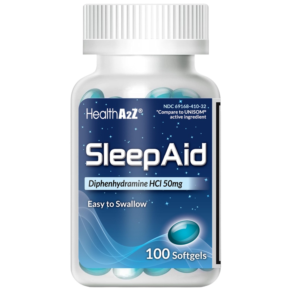 HealthA2Z Sleep Aid, Difenhydramine Softgels, 50mg, Supports Deeper, Resteful Sleeping, Non Habit- Forming (100 Liczby)