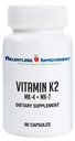 Witamina naturalna K2 MK4 Plus Witamina K2 MK7 Wysoka moc 15,000mcg MK- 4 + 60mcg MK- 7 Wspiera zdrowie kości i tętnicy Vegi- kapsułki Soyfree