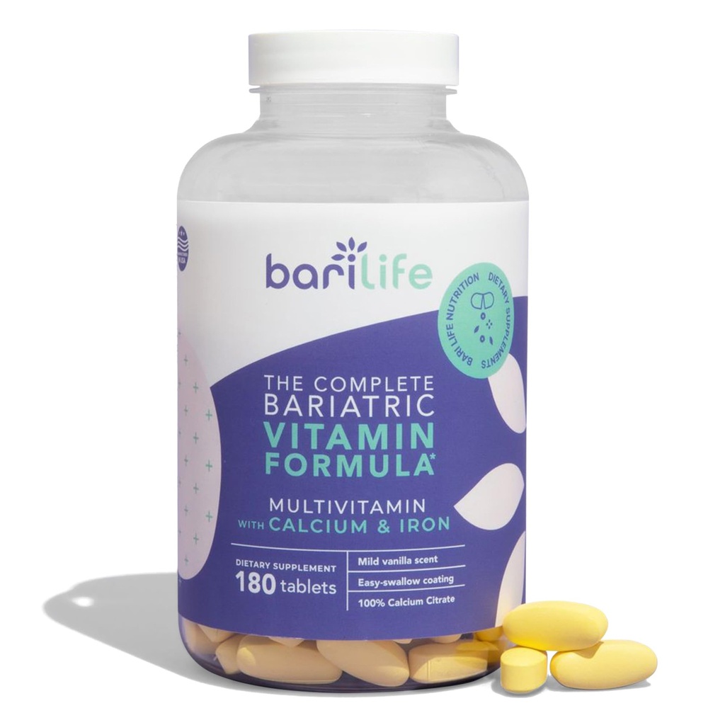 Bari Life Complete Bariatric Multivitamine Nie do żucia Tabletka w / Cytrynian wapnia i żelazo - 180 Tabletki / Butelka