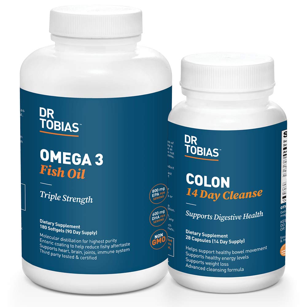Dr. Tobias Omega 3 Olej rybny i Colon 14 dzień Czyszczenie dla poprawy trawienia i ogólnego zdrowia