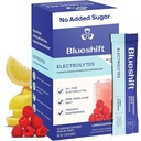Blueshift Electrolytes - Naturalne opakowania proszkowe elektrolitów, Organiczne opakowania nawadniające, Electrolyte Drink Mix Sticks bez cukru, Pojedyncze opakowanie serwowe - Lemon Malina Flavor, Puder Sticks (10 Pack)