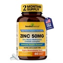 Sandhu Herbals Cynk 50mg Suplement dla mężczyzn i kobiet 124; Wysoka Absorpcja Cynk Monometionina Complex 60 Kapsułki 124; Suplementy dla immunologicznego, trądzik i przeciwutleniacz Wsparcie 124; Wegetarianin