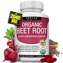 Organiczne tabletki w proszku buraczanym - 2040mg Naturalny tlenek azotu Odnosi się do wsparcia, Energia, Czarny pieprz Lepsze wchłanianie, Nie-GMO, dla mężczyzn Kobiety, 90 Tabletki