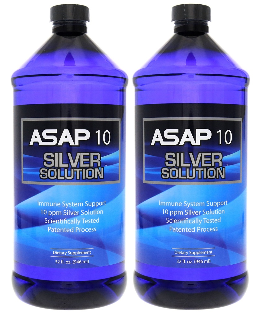 American Biotech Labs ASAP 10 PPM Silver Sol System immunologiczny Wsparcie 124; 2 Pack of 32 Oz Totalling 64 Oz