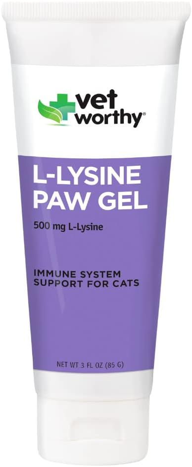 Vet Worthy Lysine Paw Gel Aid for Cats - Cat Paw Gel to Support The Immune System and Total Health - Cat Supplement with Amino Acid L- Lysine- Salmon Flavor Gel, 3oz