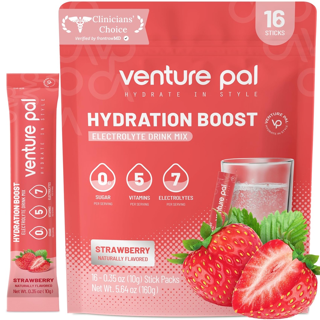 Penture Pal Sugar Free Electrolyte Powder Pakiety - Płynny codzienny IV Drink Mix dla szybkiego nawodnienia & Odzyskiwanie partii 124; 5 Witaminy & 7 Elektrolity 124; Keto Friendly 124; NieGMO 124; Certyfikowany Wegan 124; 16 Sticks